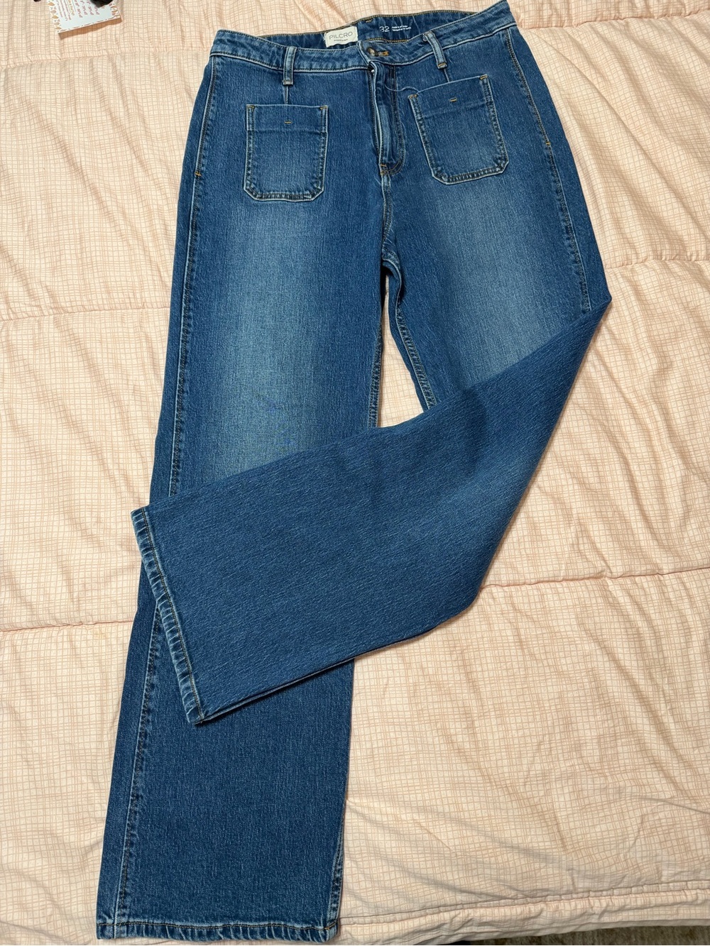 Pilcro and the Letterpress Women's Straight-Leg Jeans in Medium Indigo